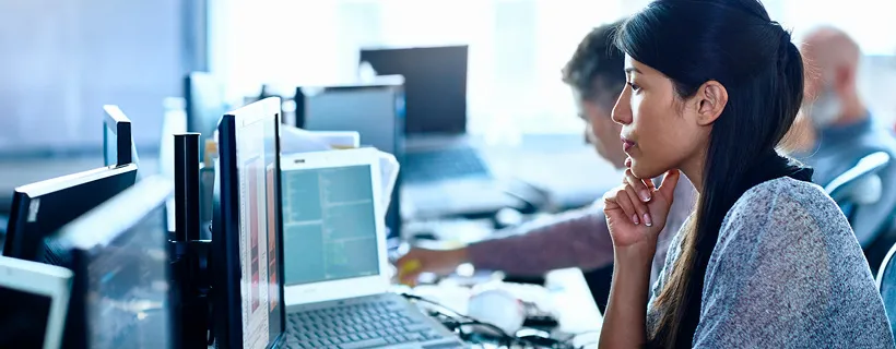 an Accounts Payable working on her computer in the workplace